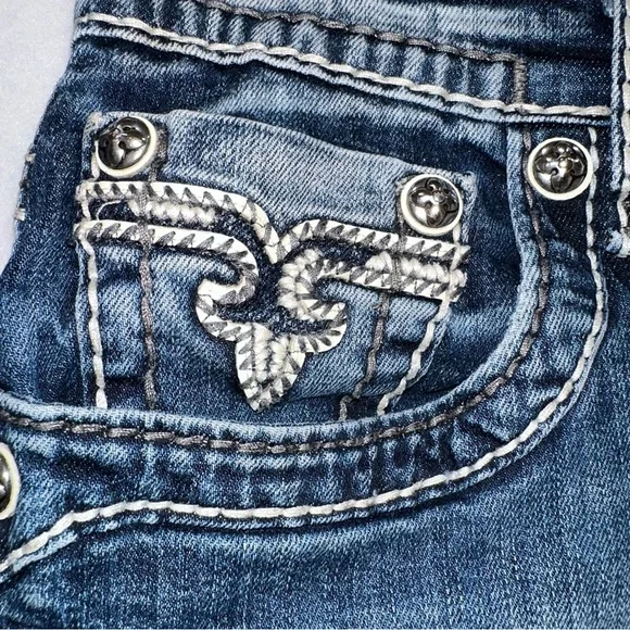 Rock Revival Men's Daegan Straight Jeans Embellished Size 33 READ - Picture 4 of 15